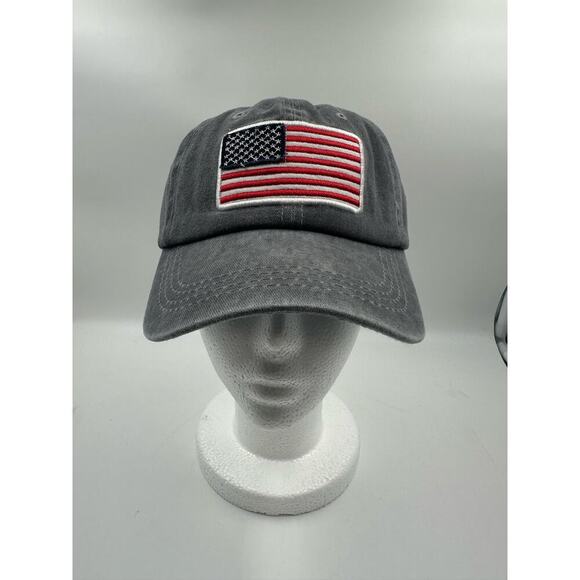United States USA Flag America Distressed Gray Strap back Hat Cap Patriotic - Picture 1 of 4